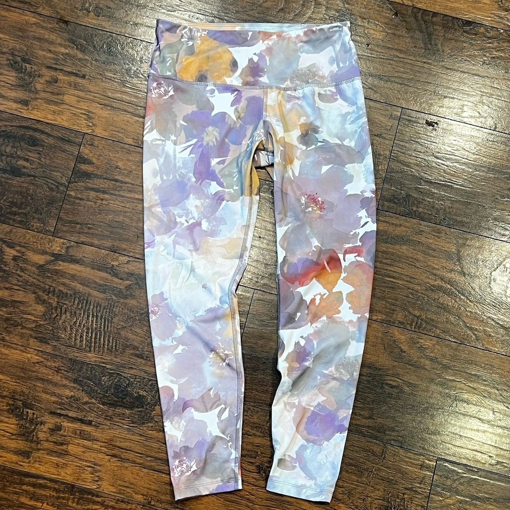 Apana Floral‎ Watercolor Print Stretch Leggings, Women's Size Medium